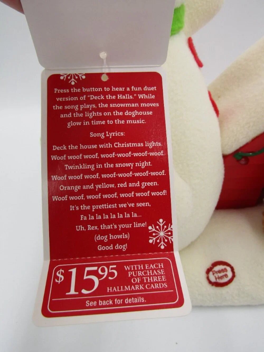 NWT Hallmark Jingle Pals 2011 Deck the Halls Duo Snowman & Dog in Doghouse